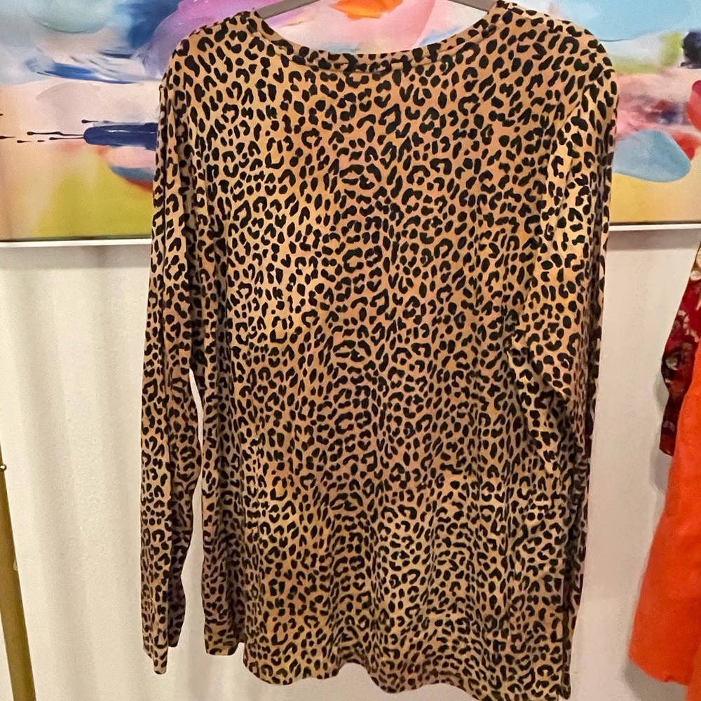 Lands' End‎ Leopard Print Long Sleeve Top - Picture 3 of 7